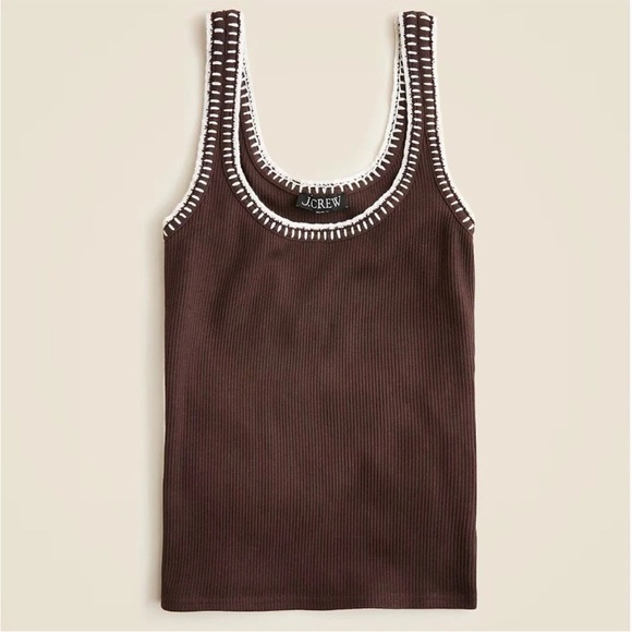 J. Crew | Tops | J Crew Brown Vintage Rib Tank With Contrast Xs Nwt ...